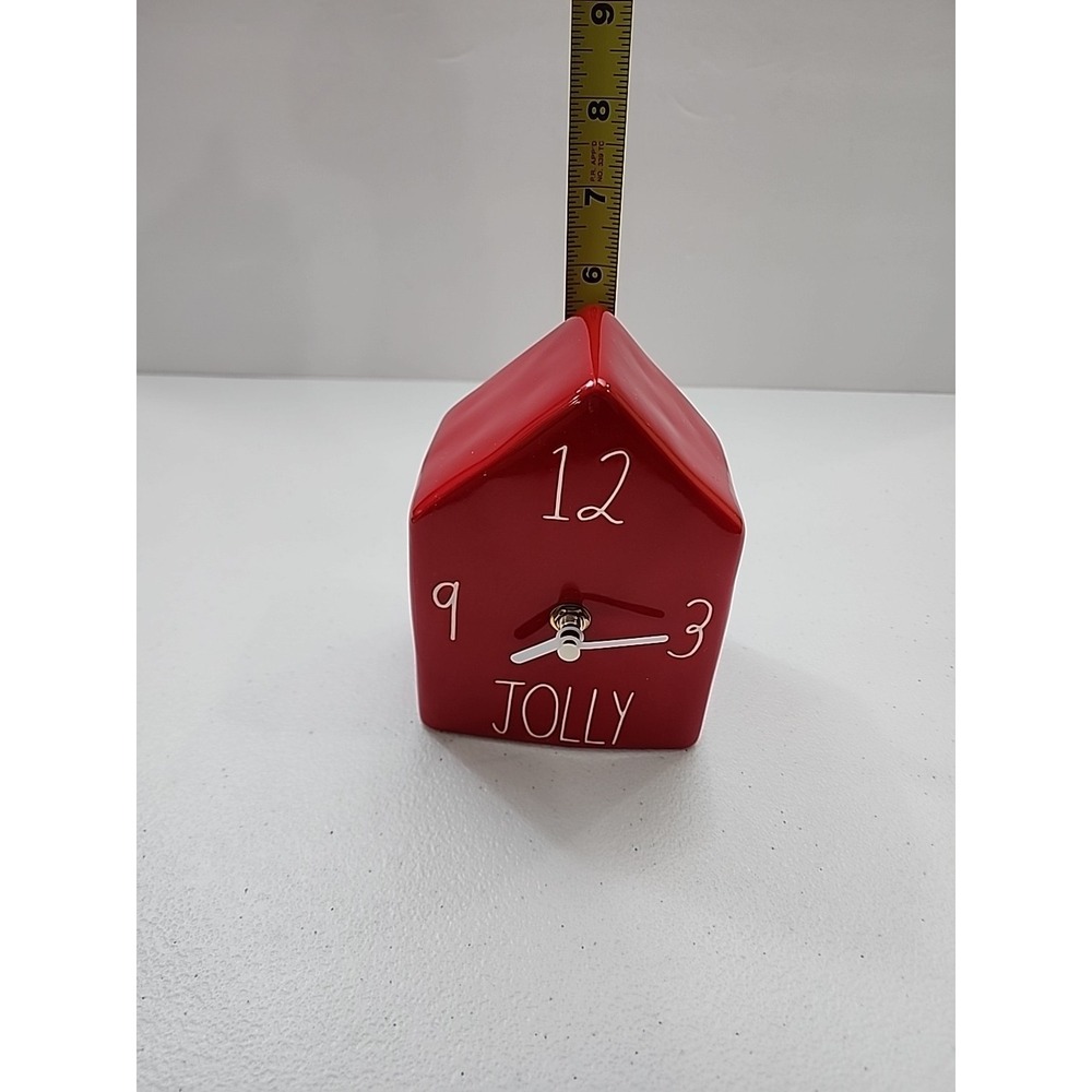 Rae Dunn 2020 Red Jolly Clock White Lettering. Tested Works - Picture 13 of 15